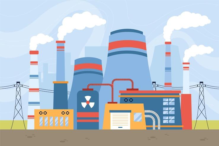 Free vector hand drawn flat illustration of power plant